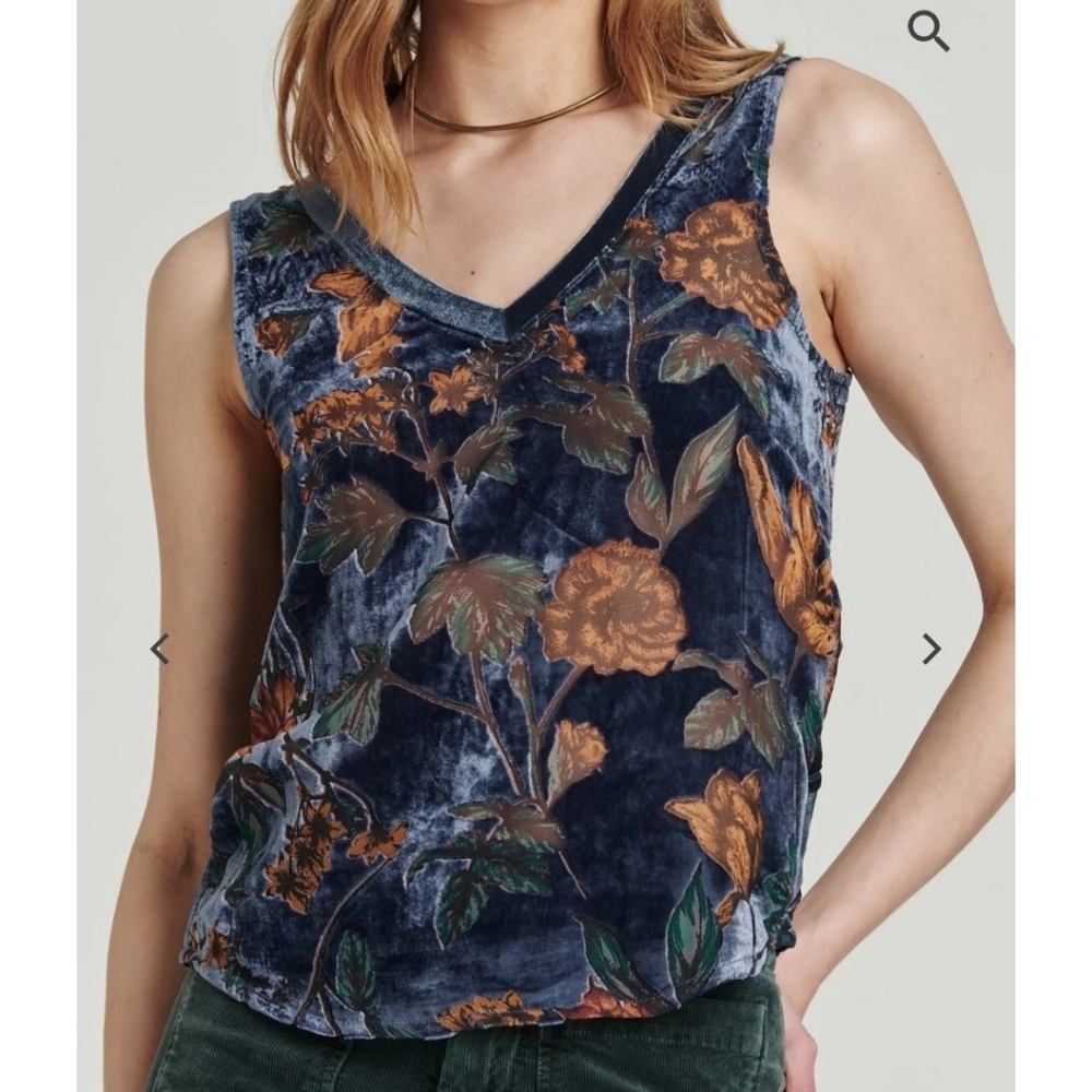 Another Love Acacia Burnout Floral Velvet Tank Top New